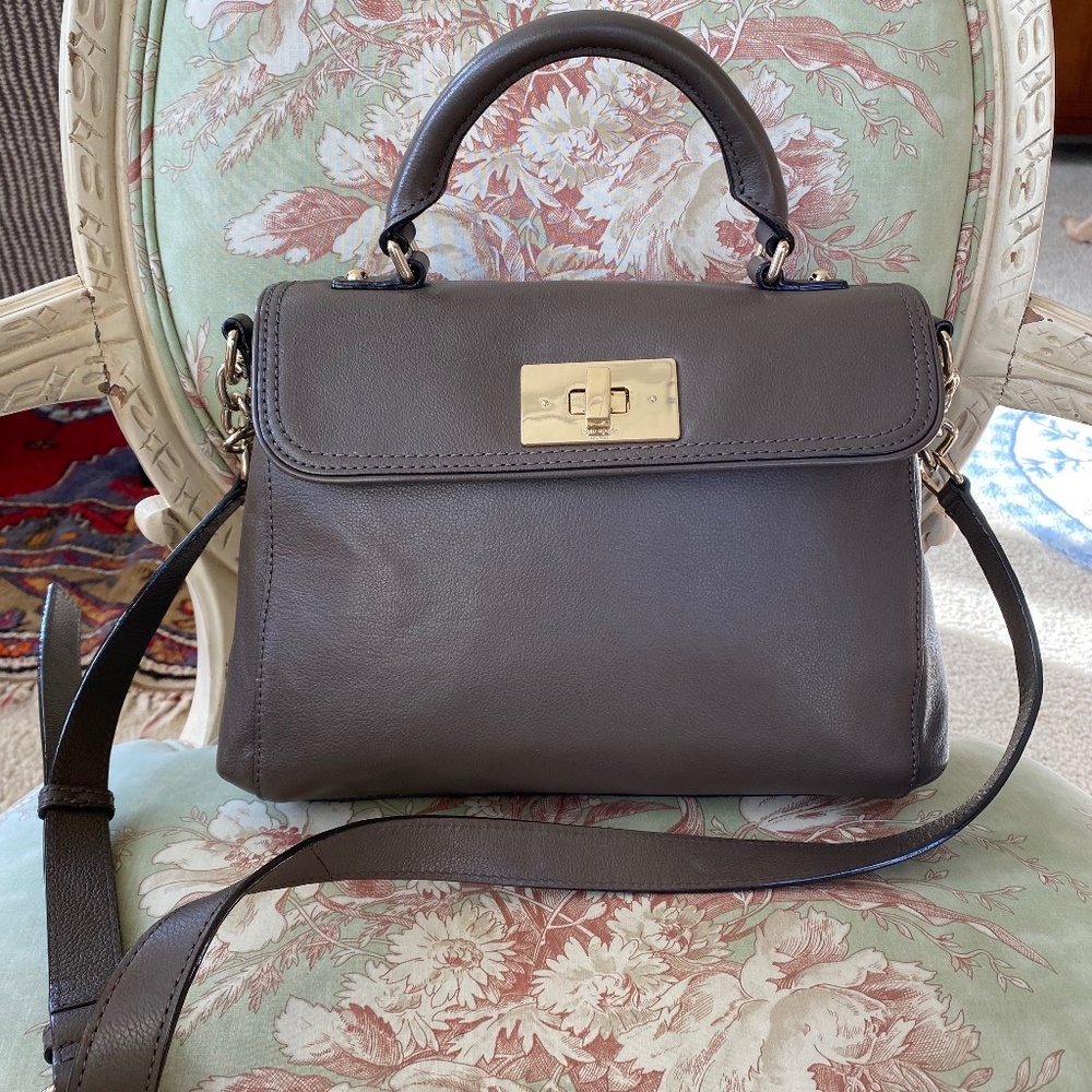 Kate Spade Irving Place Nadine Turnlock Top Handle Gray Crossbody Bag